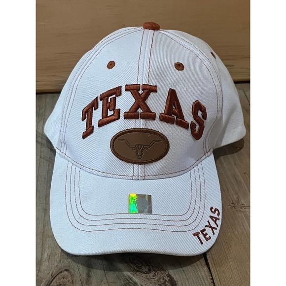 Texas Longhorns adjustable Hat. Unisex Adult. White w/Logo - Picture 1 of 5